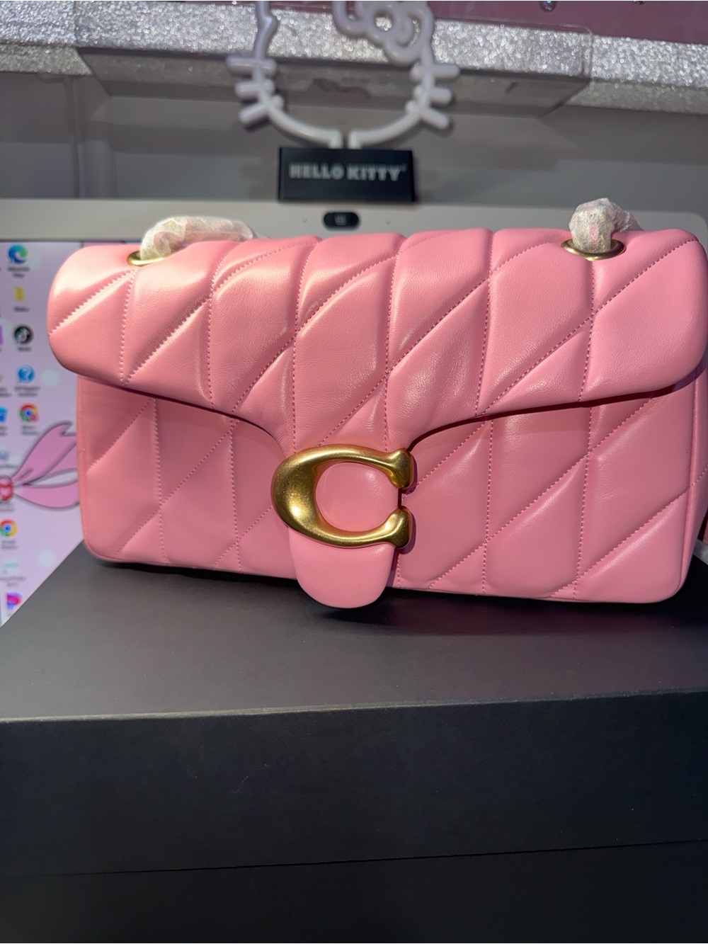 NWT COACH CP150  Brass/Flower Pink Tabby Shoulder Bag 26 With Pillow Quilting